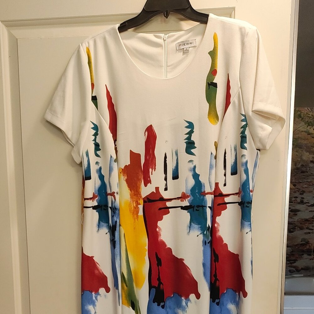 Pierri New York White Paint Splash Dress Size 16